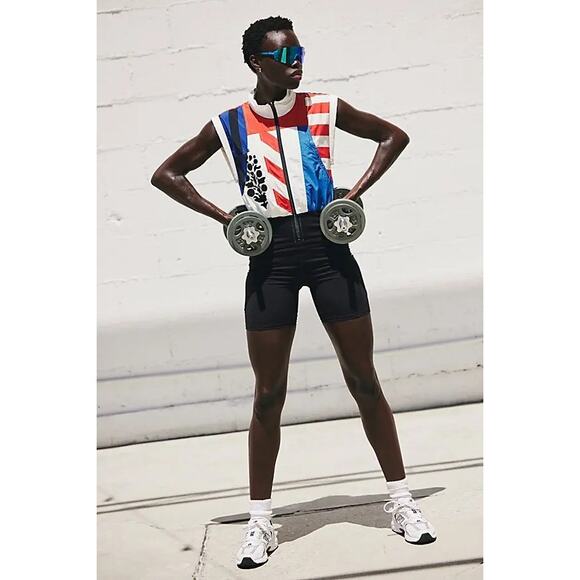 New Free People Movement Race To The Top Onesie Red/White/Blue Combo Size XS - Picture 2 of 7